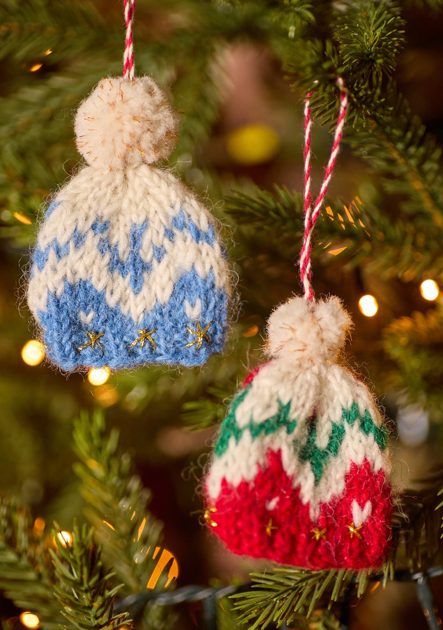Blue Bobble Hat Knitted Christmas Decoration