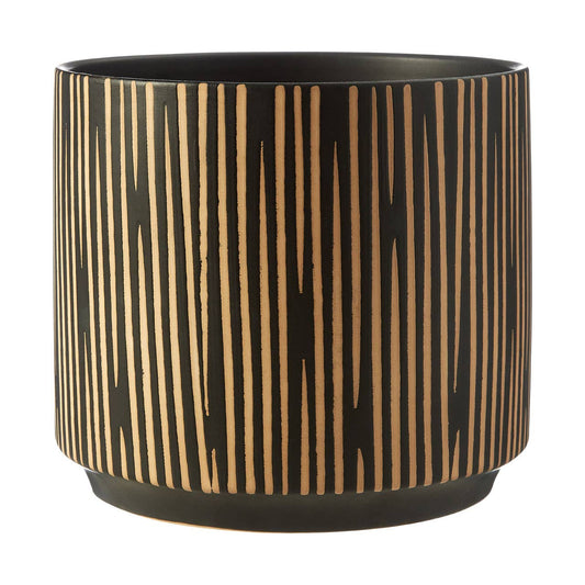 Kiso Small Black and Cream Finish Planter Pot