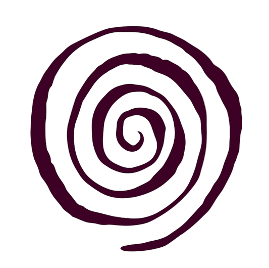 Spiral design in purple on a beige background