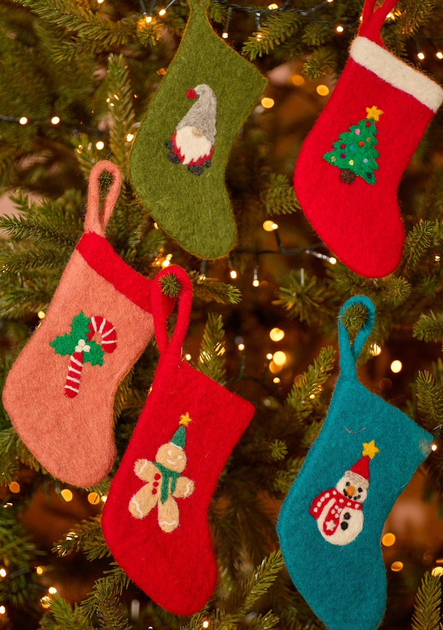Felt Mini Christmas Stockings - Blue Snowman