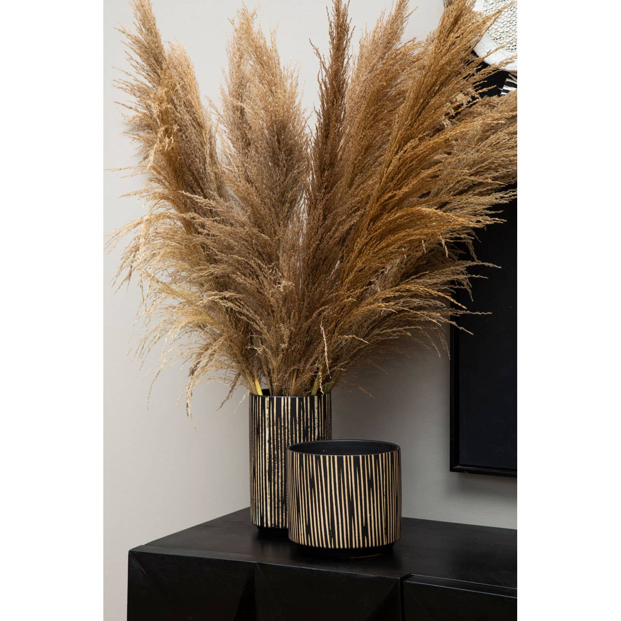 Kiso Large Black and Cream Finish Vase