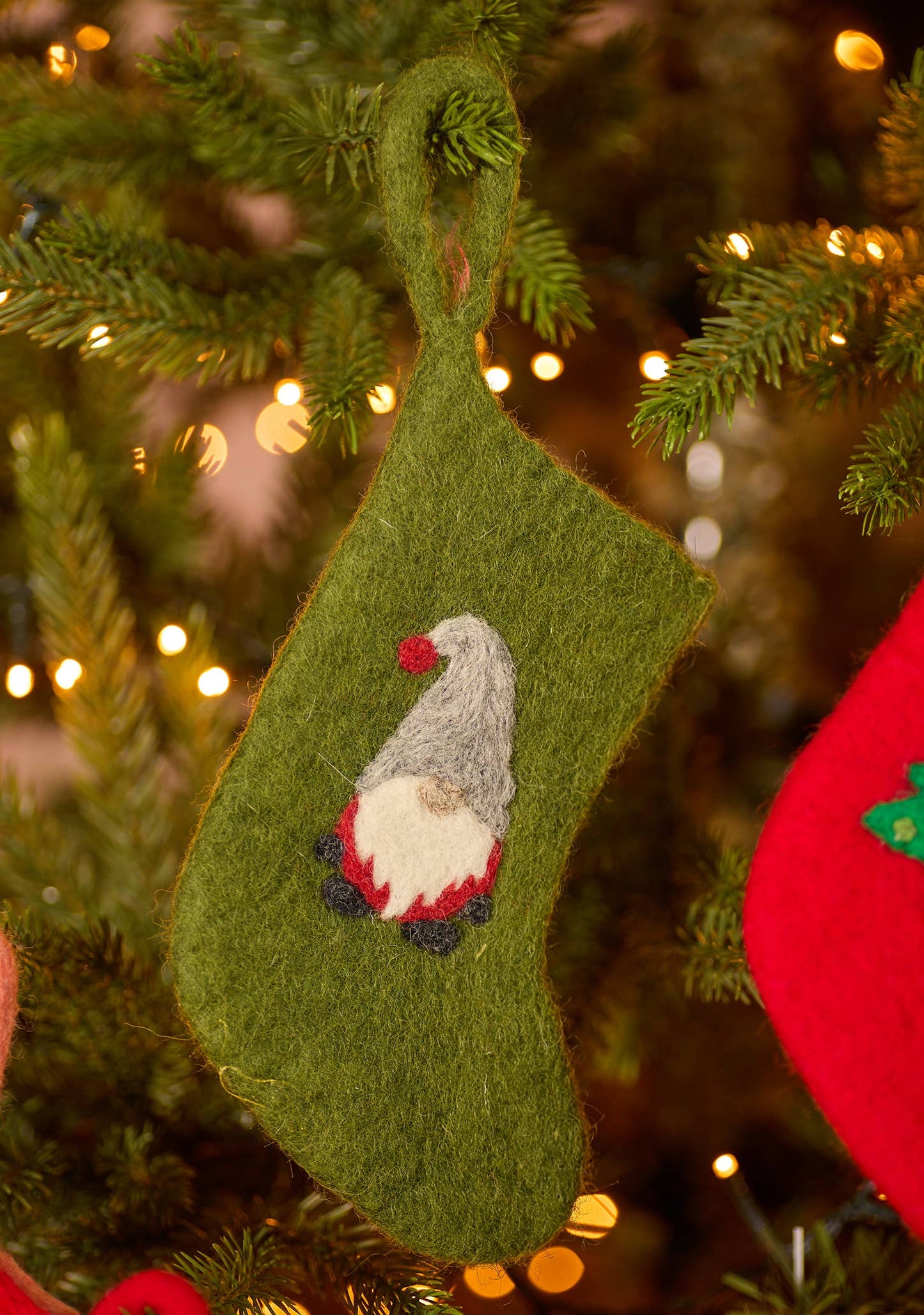 Felt Mini Christmas Stockings - Green Gnome