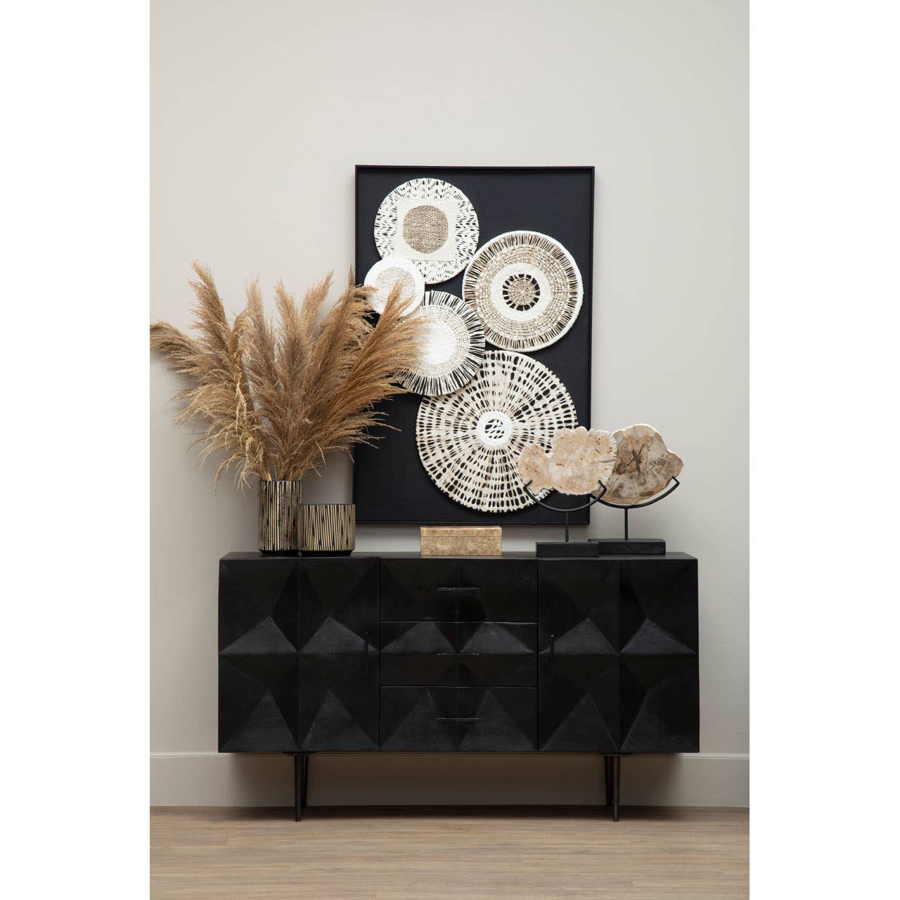 Kiso Large Black and Cream Finish Vase