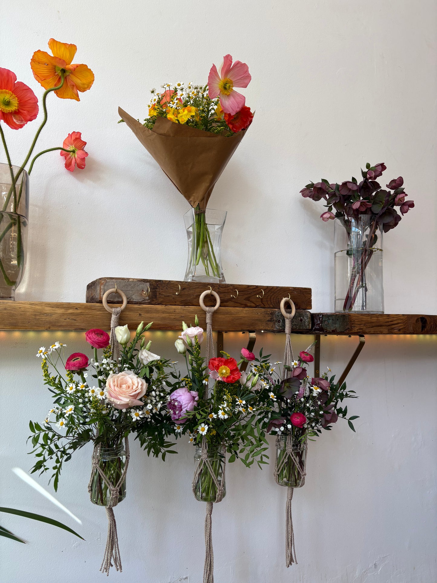Macramé Vase Hanger with Fresh Flowers