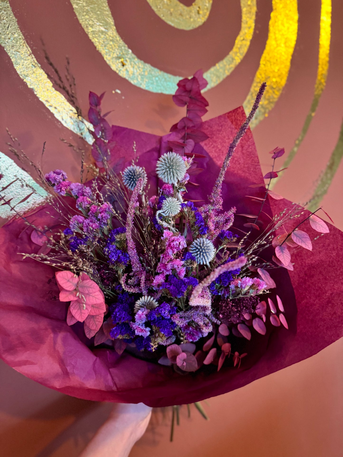 Everlasting Dried Bouquet - Pinks & Purples.