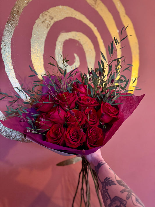 Fresh Valentines Bouquet - 12 Roses