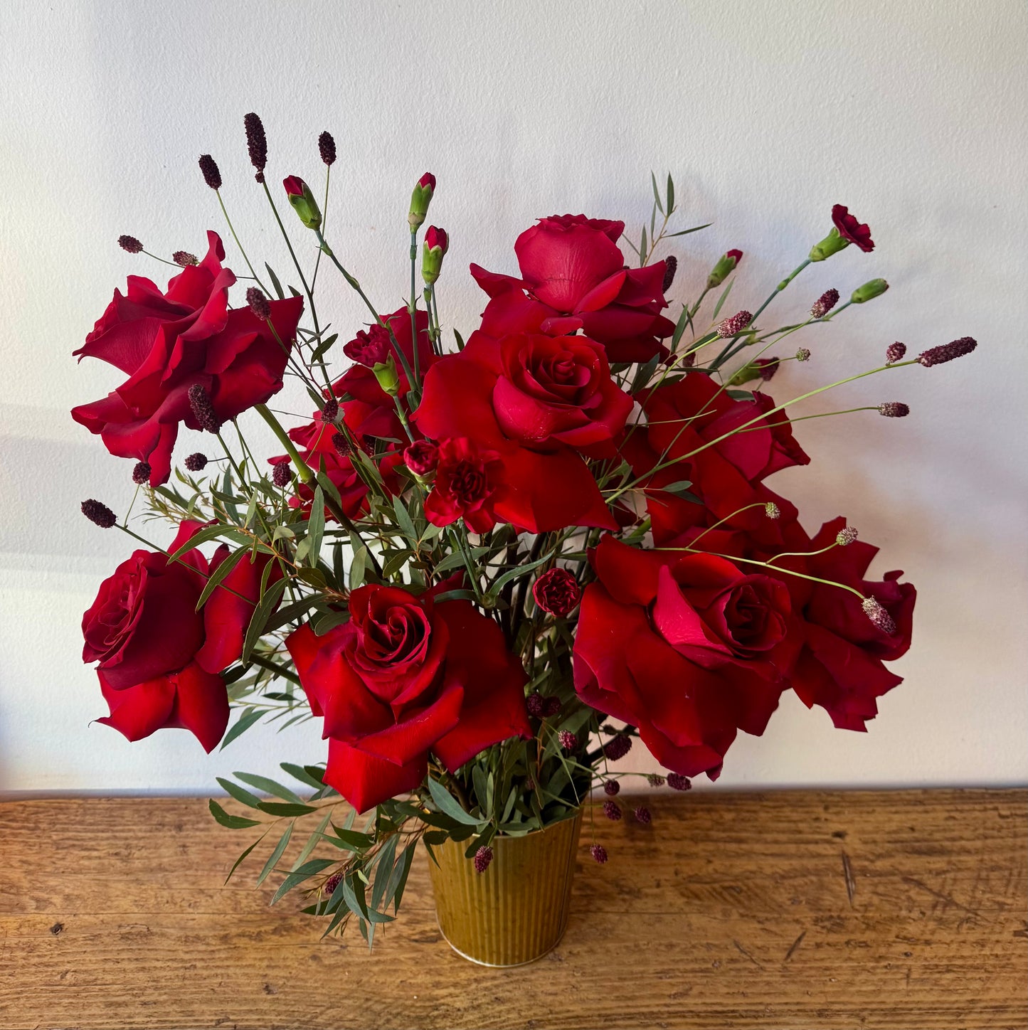 Fresh Valentines Arrangement - 12 Reflexed Roses