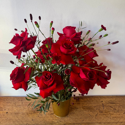 Fresh Valentines Arrangement - 12 Reflexed Roses