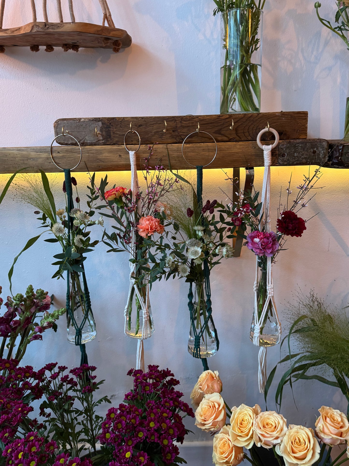 Macramé Vase Hanger with Fresh Flowers