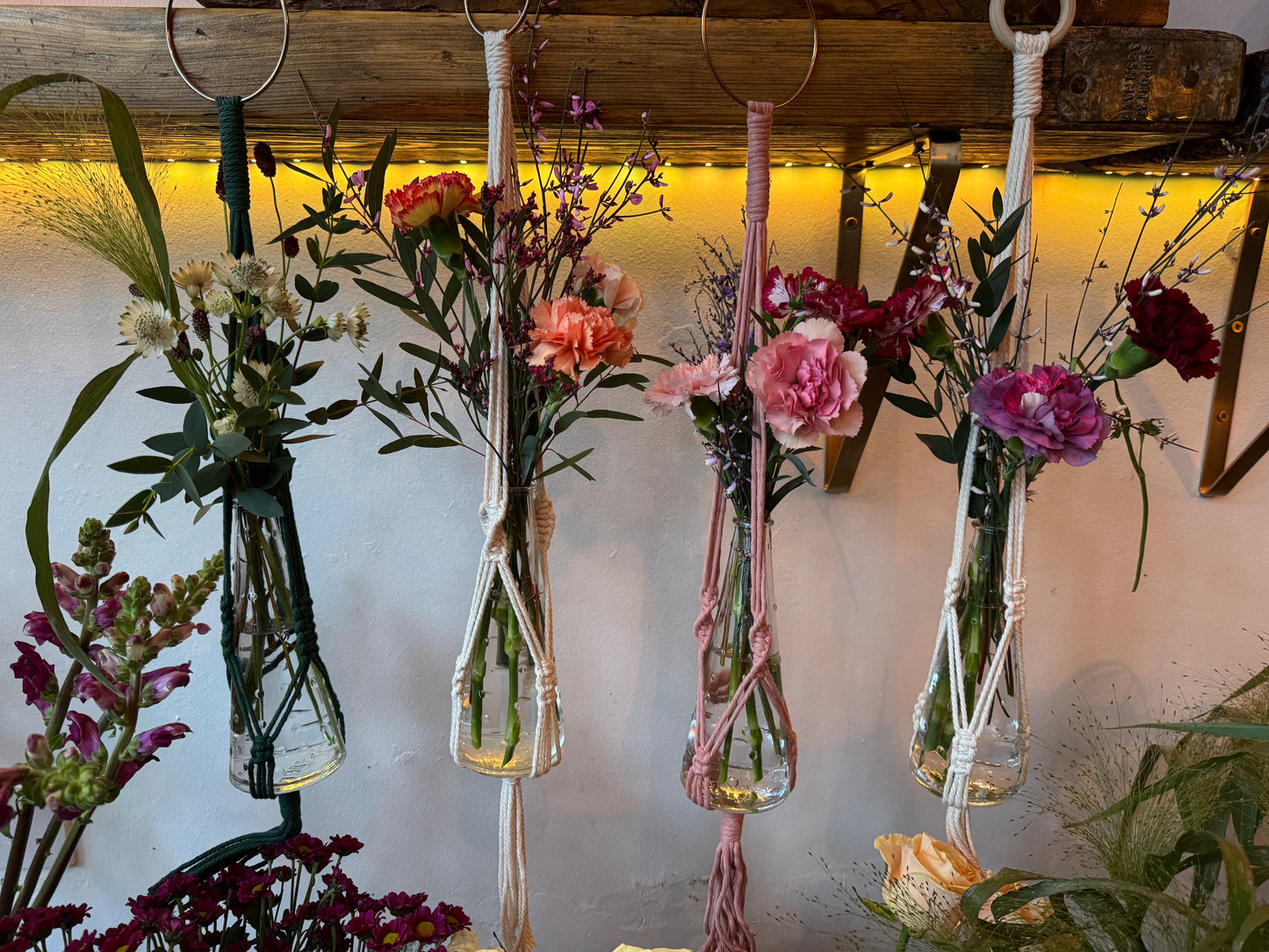 Macramé Vase Hanger with Fresh Flowers
